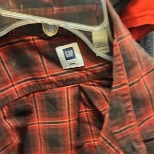 GAP Red and Black Plaid Casual Button Down Shirt